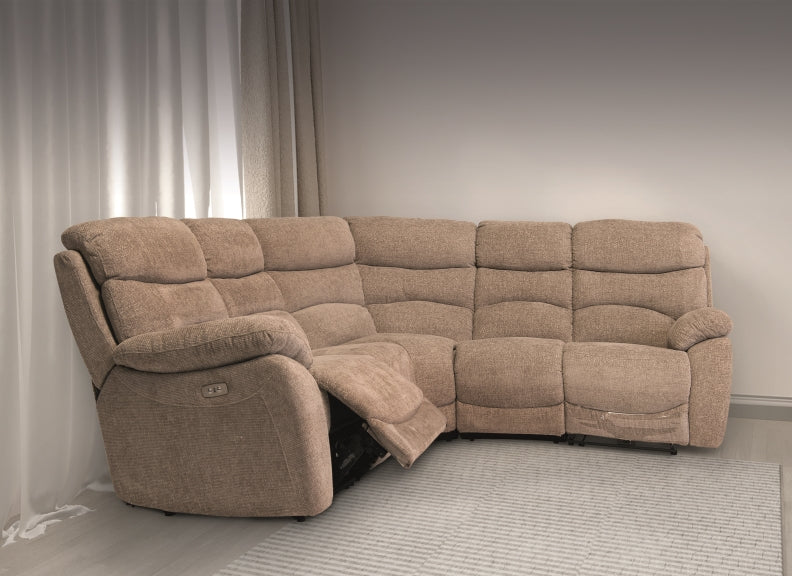 Layla Chanel Fabric Sand Corner Sofa - room