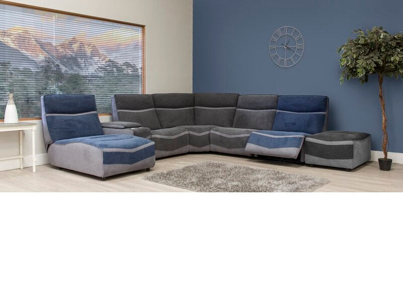 Lazio Grey & Blue Corner Sofa - room