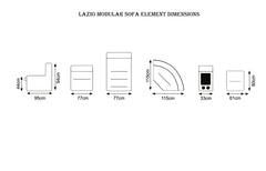 Lazio Grey & Blue Corner Sofa W/Drinks Console