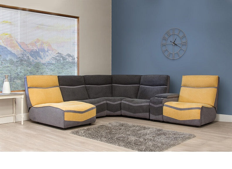 Lazio Grey & Mango Fabric Corner Sofa - room