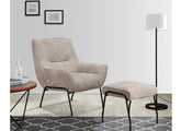 Lindo Oatmeal Fabric Chair With Footstool