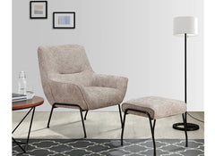 Lindo Oatmeal Fabric Chair With Footstool