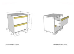 London White Bedside - dimensions