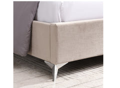 Mayo Fabric Bed Frame – Contemporary Upholstered Bed in Grey or Beige with Winged Headboard