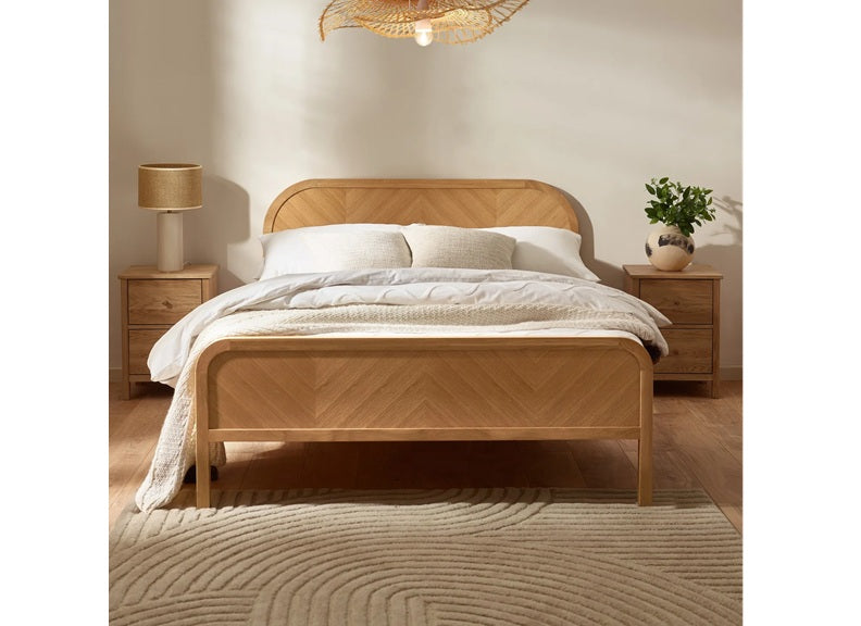 Milo Chevron Oak Bed - room