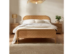 Milo Chevron Oak Bed - room