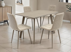 Modena Fixed Dining Sets - Light Grey Wood Effect Tops With Fabric Chairs
