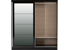 Nevada Black Gloss Sliding Door Wardrobe - interior - 1