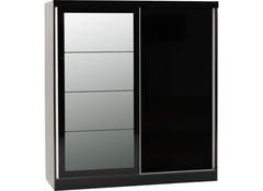 Nevada Black Gloss Two Sliding Door Mirrored Wardrobe (Pre-Order Only)