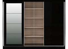 Nevada Black Gloss Three Sliding Door Robe - 1