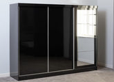 Nevada Black Gloss Three Sliding Door Robe - room
