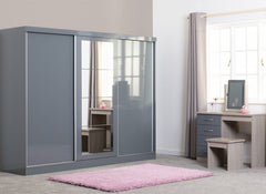 Nevada Grey Gloss Three Sliding Door Wardrobe - room