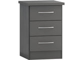 Nevada Full Grey Three Drawer Bedside