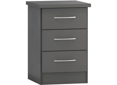 Nevada Full Grey Three Drawer Bedside