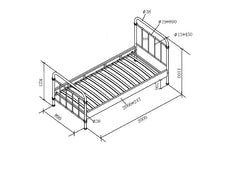 New York Single Bed - dimensions