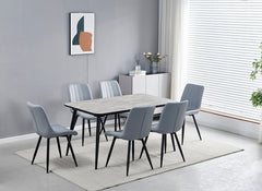 Newark Dining Set W/Grey PU Chairs