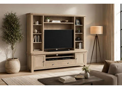 Normandy 2.18 m Hutch Top | Optional Media Stand Top With A Whitewashed Finish