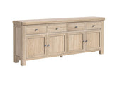 Normandy Extra Large Sideboard | Four Doors With Whitewashed Oak Finish