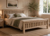 Normandy Slatted Bed Frame | Low Foot Bed With A Whitewashed Finish