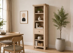 Normandy Bookcases With Drawer | Whitewashed Oak Occasional Storage