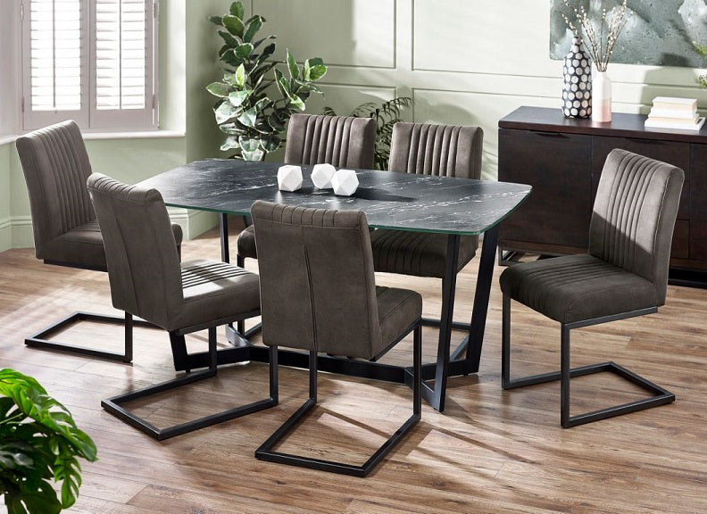 Olympus Black Table W/Brooklyn Charcoal Dining Chairs