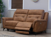 Pachino Fabric Powered Recliner 2PP Sofa with Pocket Sprung Seating & USB Ports – Saddle Brown