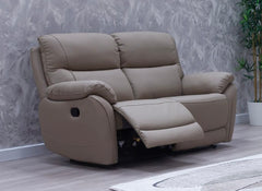 Pandora Half-Leather Manual Reclining Two Seat Sofa – Luxury Manual Recliner Sofa In Bisque