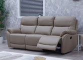 Pandora Half-Leather Manual Reclining Three Seat Sofa – Luxury Manual Recliner Sofa In Bisque