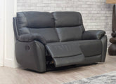 Pandora Half-Leather Manual Reclining Two Seat Sofa – Luxury Manual Recliner Sofa In Dark Grey