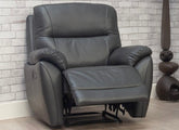 Pandora Half-Leather Manual Reclining Armchair – Luxury Manual Recliner Chair In Dark Grey