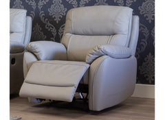 Pandora Half-Leather Manual Reclining Armchair – Luxury Manual Recliner Chair in Pearl Grey