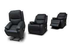 Parker Black L & R Half Leather Armchair