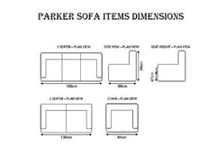 Parker Fabric Three Seat Sofa