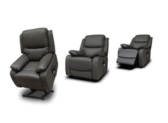 Parker Navy Grey L & R Half Leather Armchair - 2