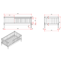 PEUTERBED 70 Toddler Bed – Grey with Extra High Sides 70 x 140 cm (VIP)
