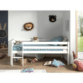 PINO Low Sleeper Bed 90 x 200 cm – White Lacquer Finish With Storage Space (VIP)