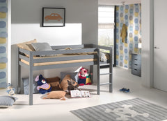 Pino Grey Wood Mid Sleeper W/Optional Slide & Curtain
