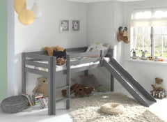 Pino Grey Wood Mid Sleeper W/Optional Slide & Curtain