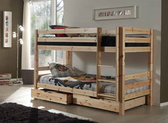 Pino Natural Bunk W/Twin Drawers