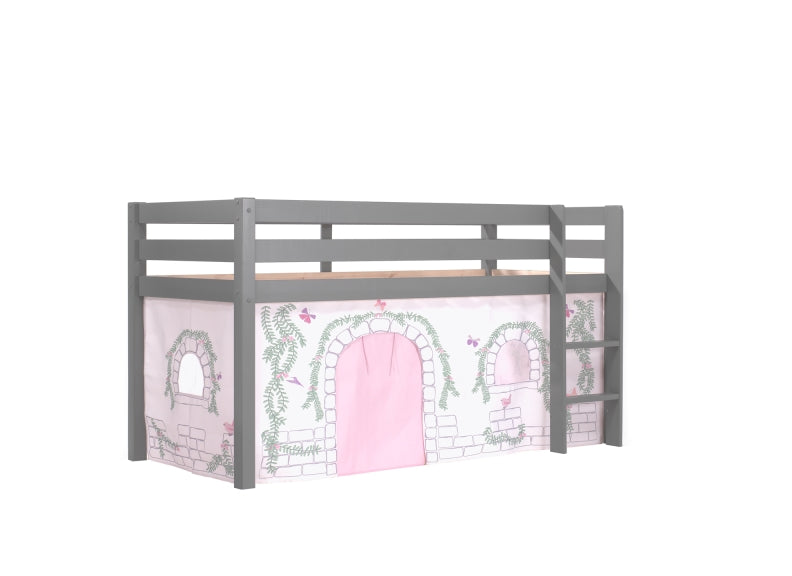 Pino Grey Wood Mid Sleeper W/Optional Slide & Curtain