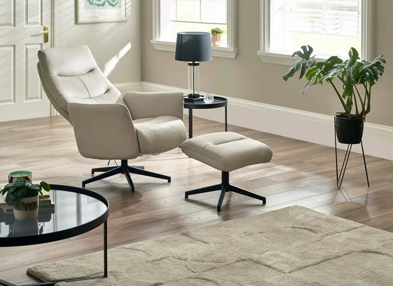 Priya Grey Chair & Stool - reclining