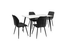 Riga White Stone 1.3 m Table W/Chairs
