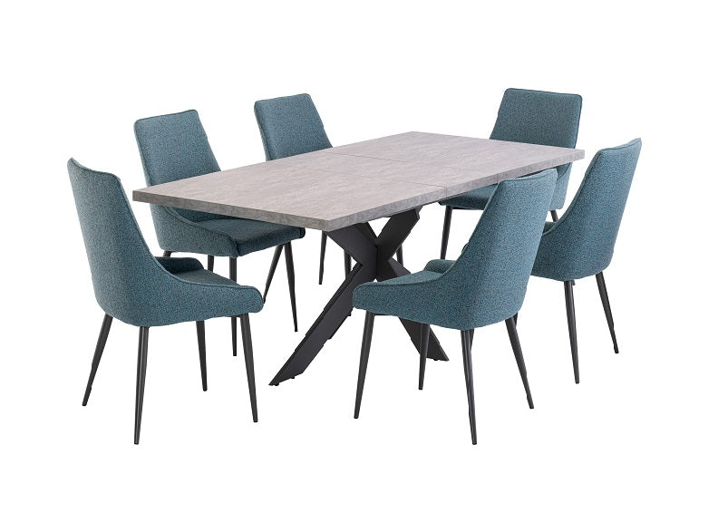 Rimini Extending Table W/Rimini Teal Chairs