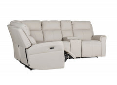 Russo Corner Leather Powered 4-Element Sofa - Stone