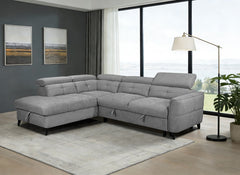 Samantha Corner Sofa/Sofa Bed In Grey | Left Or Right Hand Corner Sofa with Adjustable Headrests
