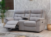 Shelby Grey Fabric Recliner 2RR Sofa With Console With Cup Holders & Storage Box
