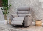 Shelby Grey Fabric Reclining Armchair In a Mist Grey Colour - Perfect For All Decors
