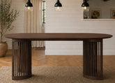 Soho Brown Dining Tables - Brown Wood Slatted Oval Or Round Dining Table