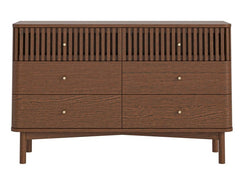 Soho Brown Six Drawer Chest - Brown Wood Wide Bedroom Chest