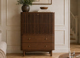 Soho Brown Shoe Cabinet - Brown Wood Slatted Body Shoe Storage